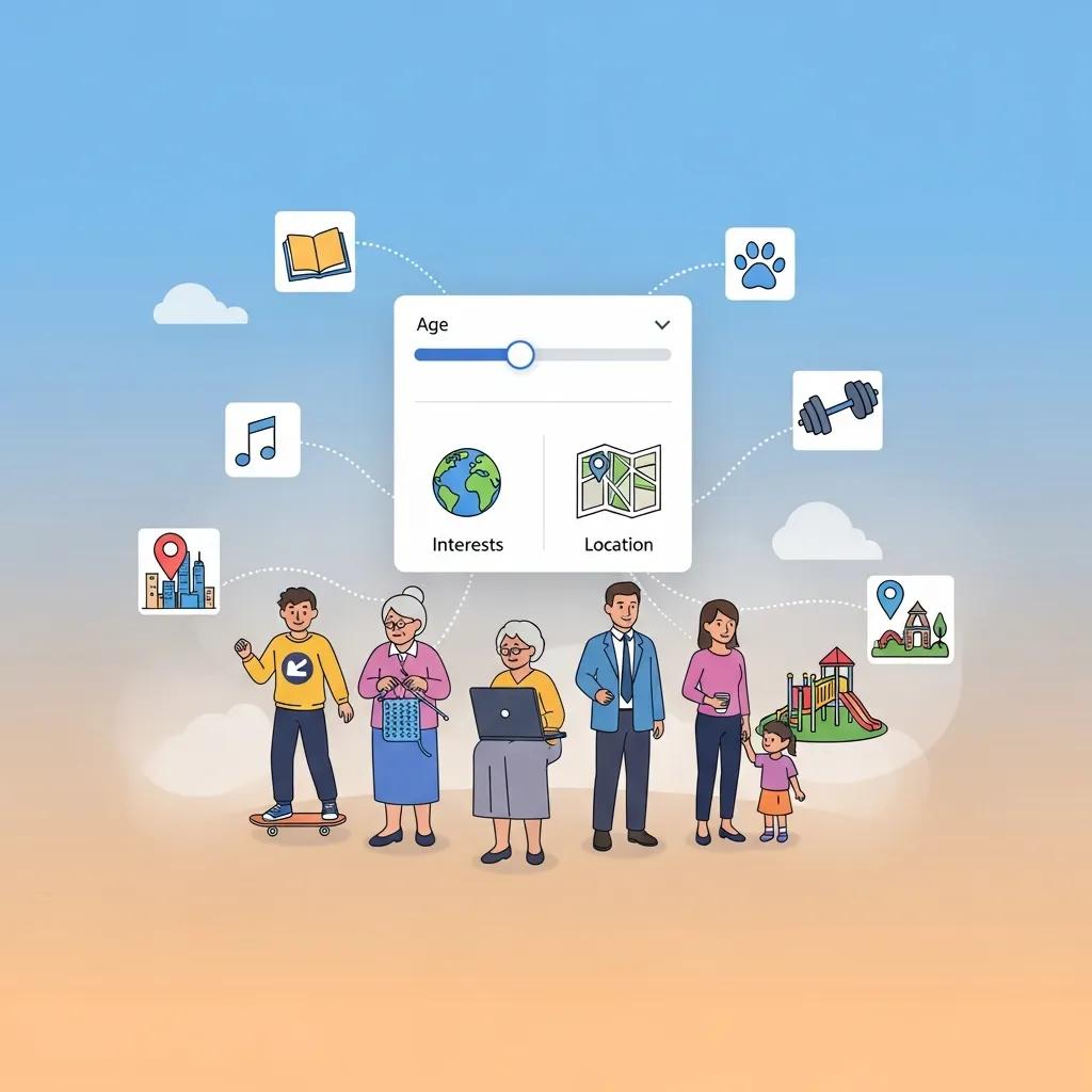 Diverse group of people representing different demographics for Facebook ad targeting